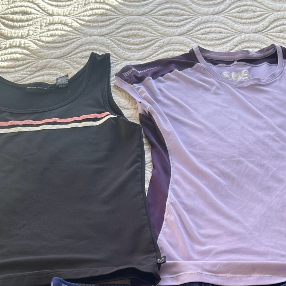 Athletic Black Tank Top with Pink & White Stripe